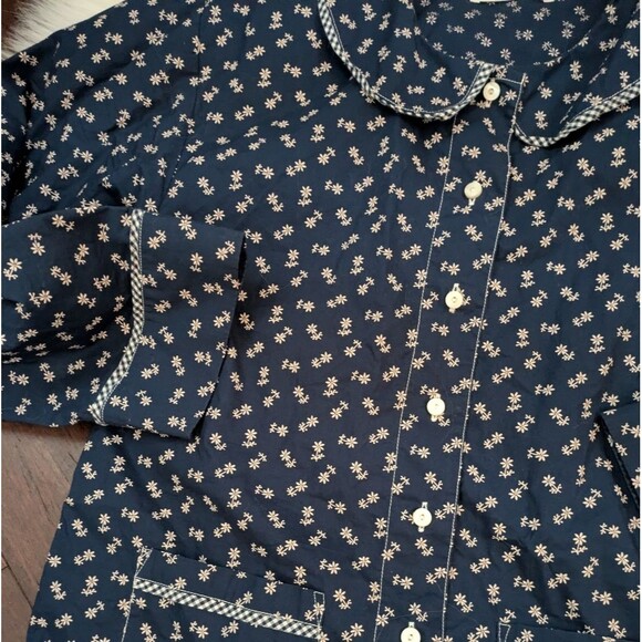 Doen Paz Organic Cotton Pajama Top XXS Navy Blue Floral Print - Picture 2 of 6